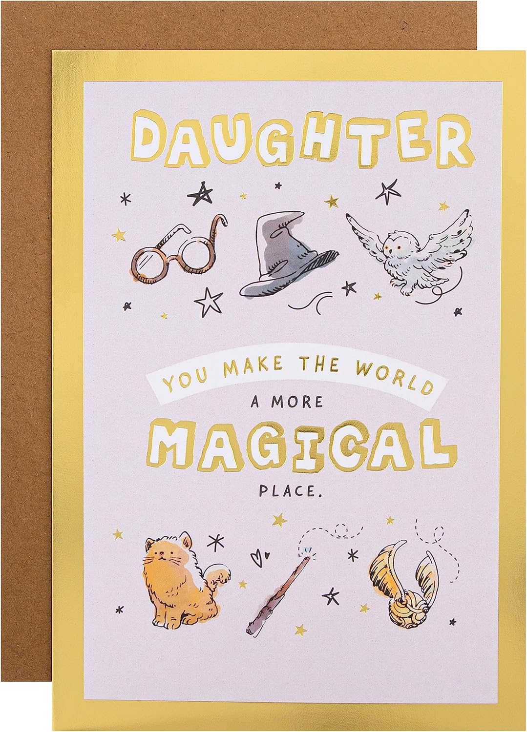 Hallmark Warner Brother Harry Potter Magical Daughter birthday greeting card with Harry Potter themed design and whimsical illustrations