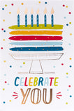 Hallmark Celebrate You birthday card with colorful cake design and digital video greeting feature, ideal for special celebrations.
