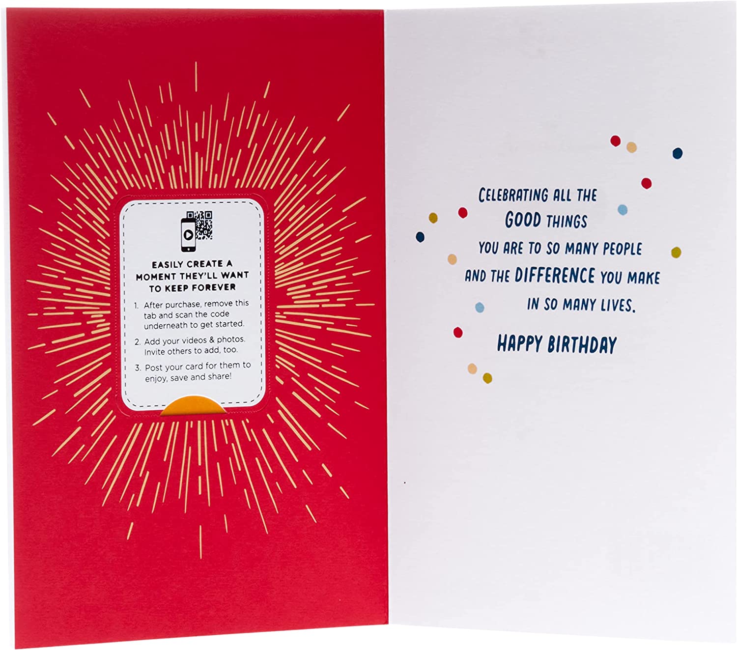 Hallmark Celebrate You birthday card with digital-enhanced video greeting featuring colorful cake and festive design.
