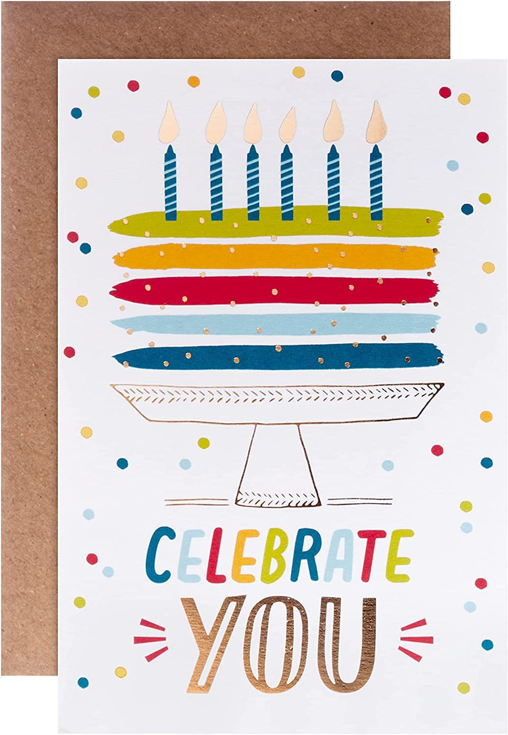Hallmark Celebrate You birthday card with colorful cake design and digital video greetings, perfect for special celebrations.
