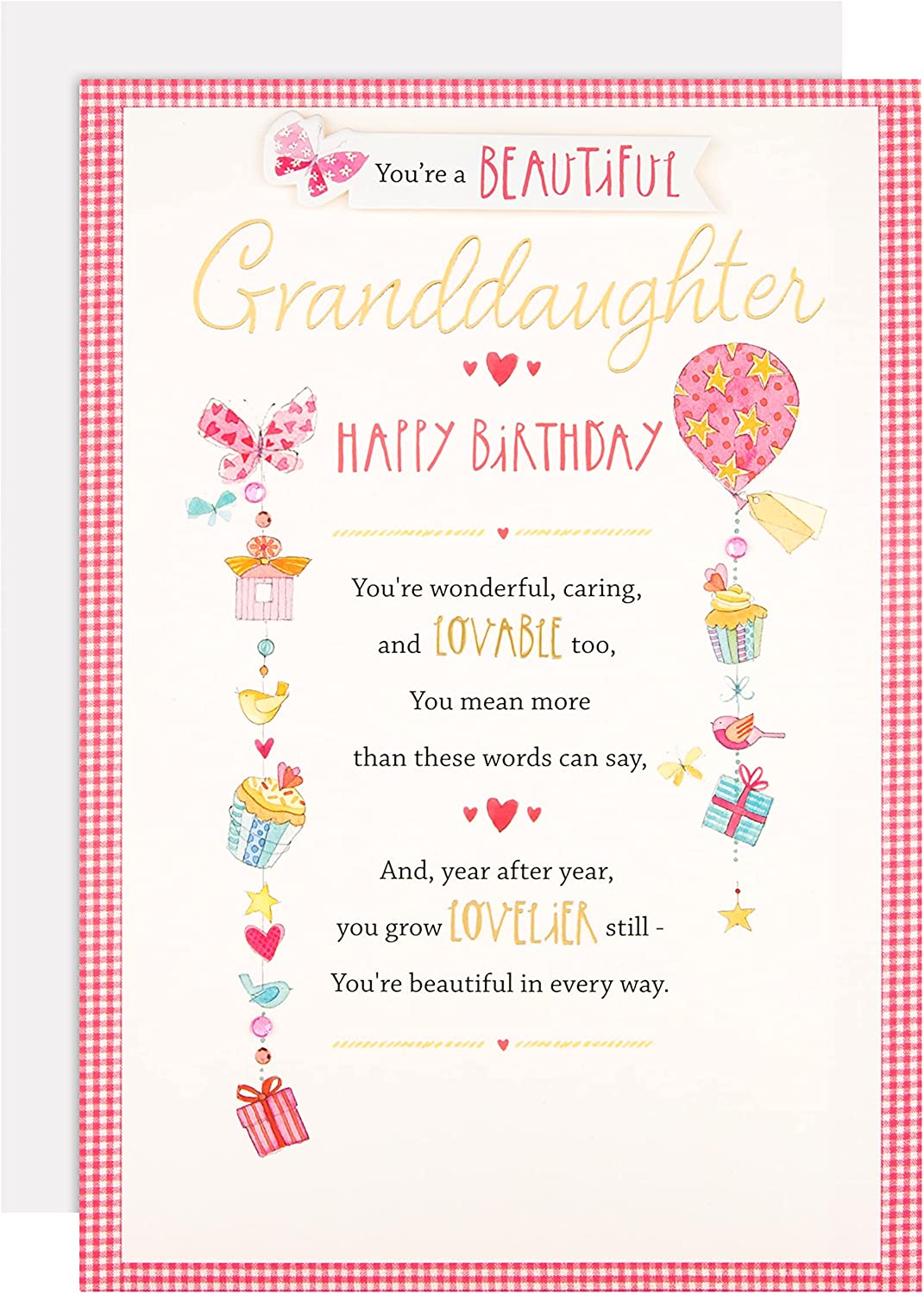 Hallmark beautiful lovable granddaughter birthday greeting card with colorful floral design and heartfelt message inside