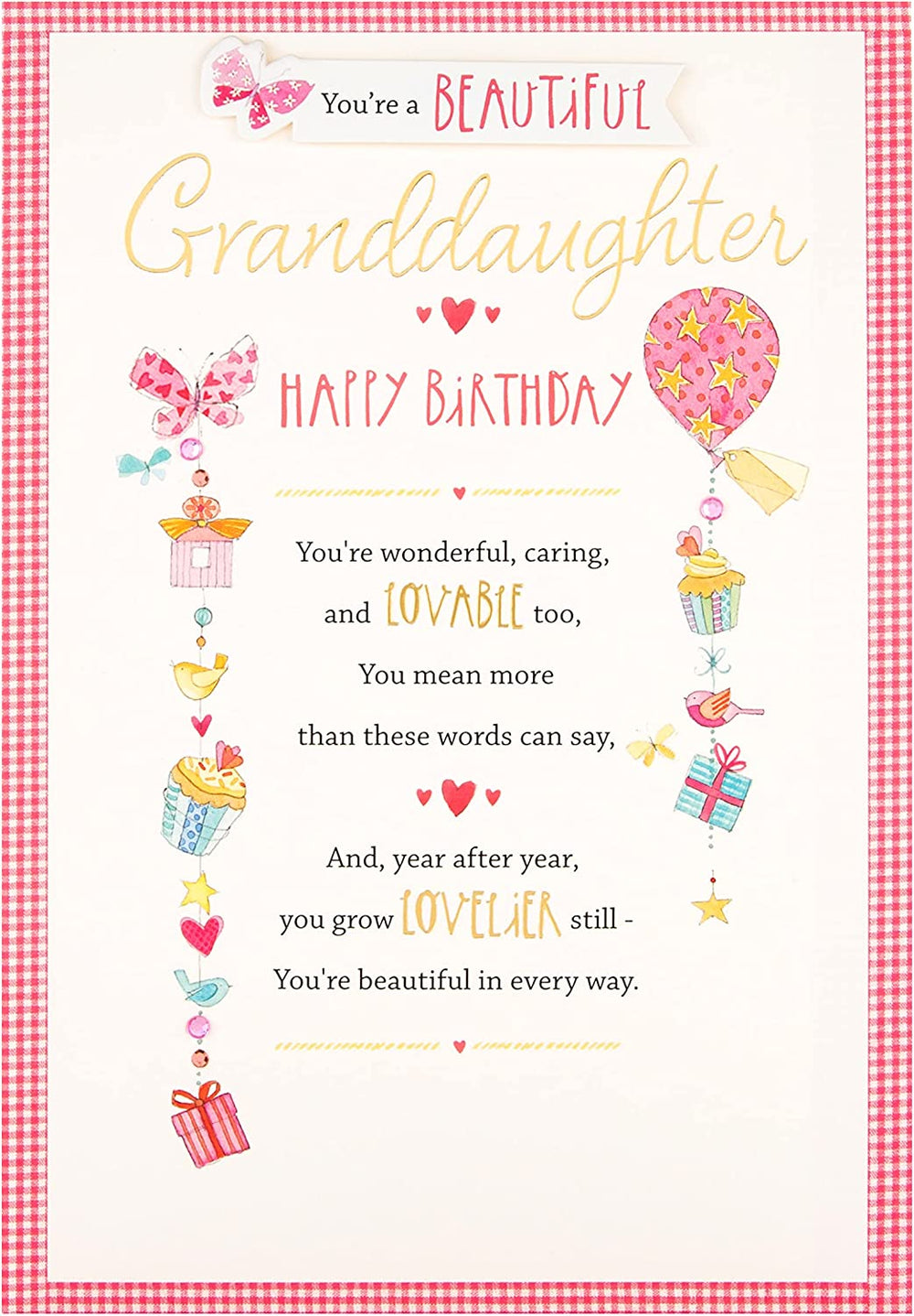Hallmark beautiful lovable granddaughter birthday greeting card with colorful floral design and heartfelt message.