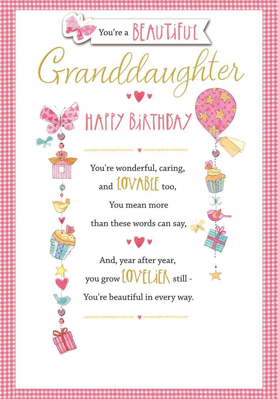 Hallmark greeting card featuring a heartfelt design for a lovable granddaughter's birthday celebration.