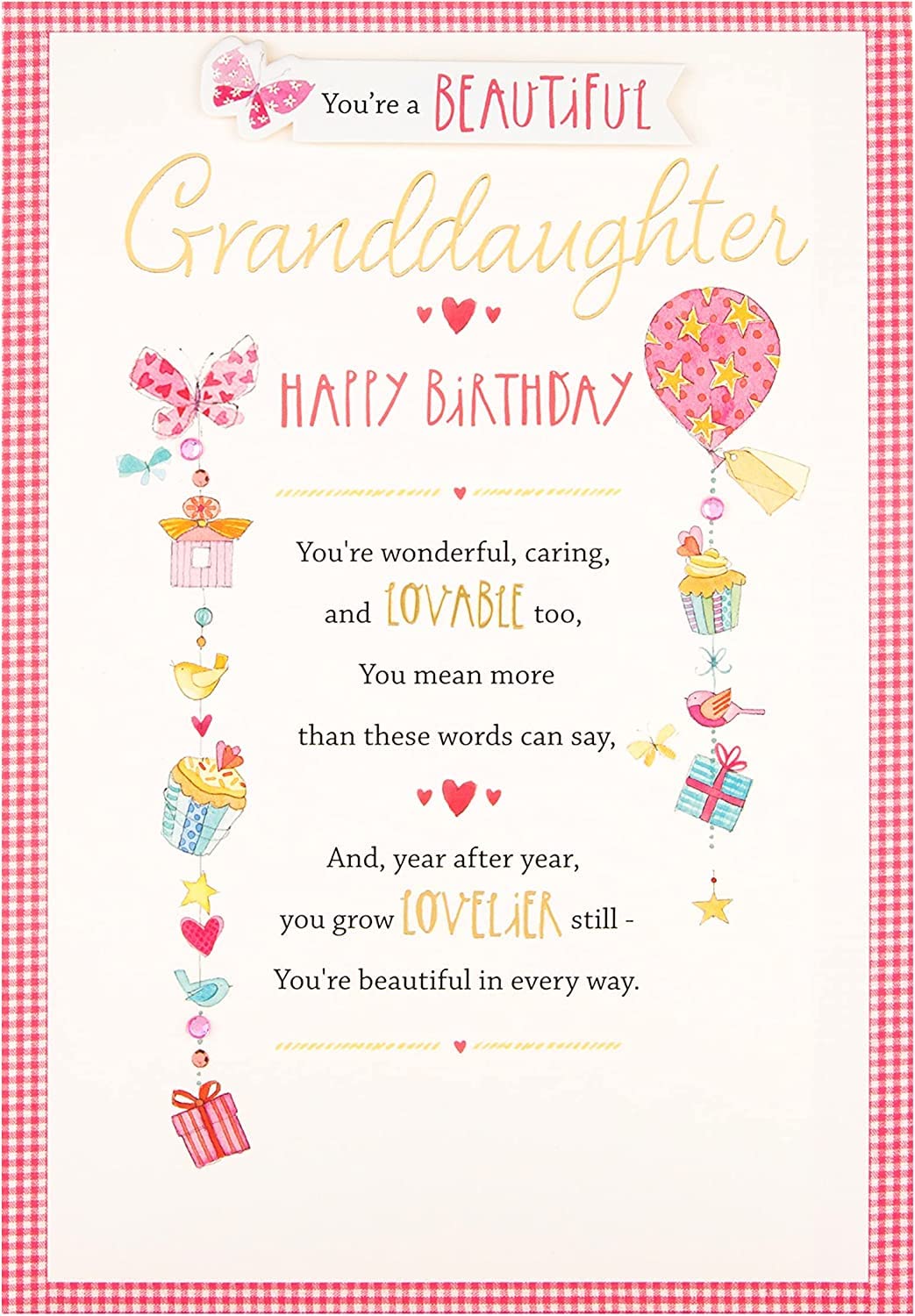 Hallmark beautiful lovable granddaughter birthday card featuring colorful floral design and heartfelt message for family celebration