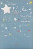 Hallmark birthday greeting card for a special nephew with love, featuring colorful designs and heartfelt messages.
