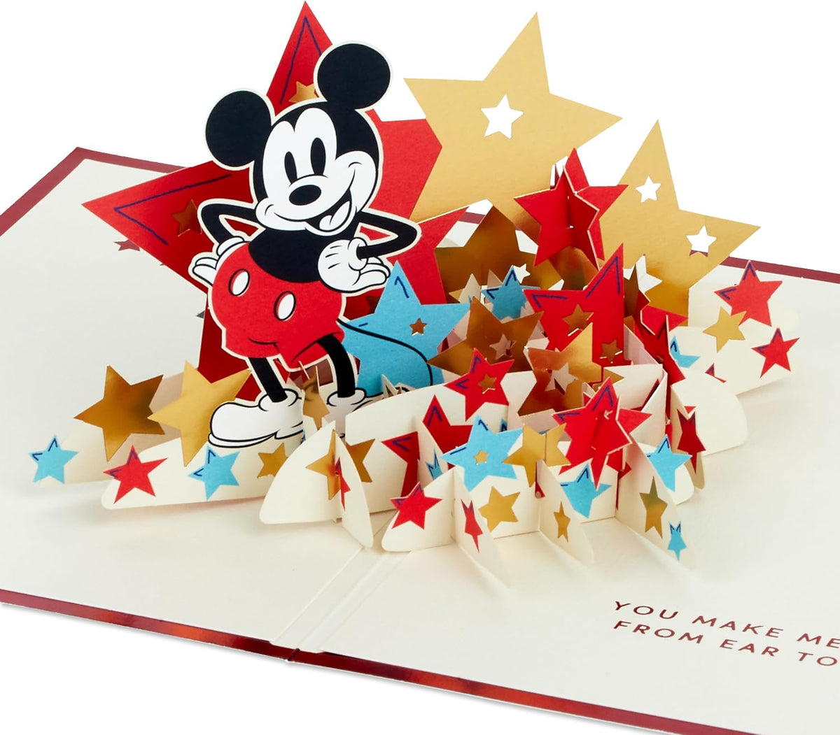 Hallmark Disney Mickey Mouse 3D pop-up greeting card featuring colorful Mickey design and interactive elements for special occasions.