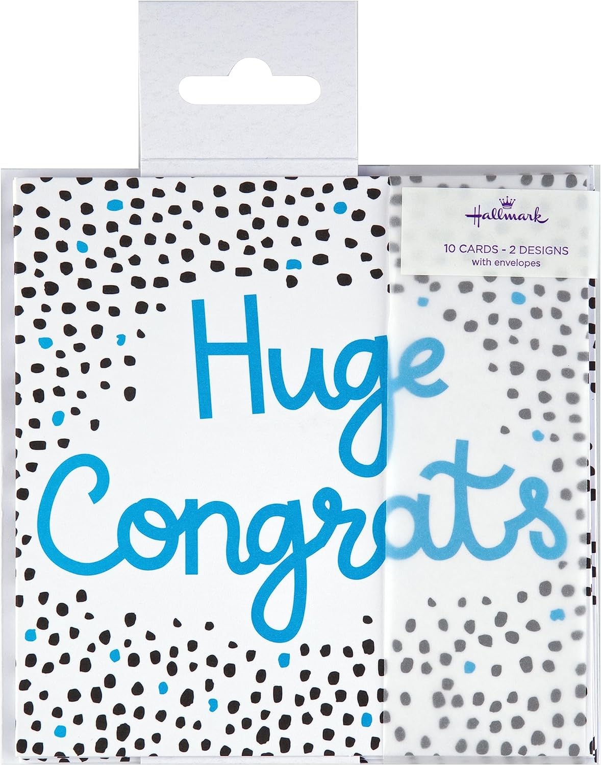 Hallmark congratulations greeting cards pack of 10 with 2 vibrant designs, featuring colorful, celebratory artwork on the front.