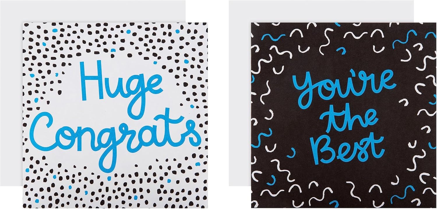 Set of 10 Hallmark congratulations greeting cards in two vibrant designs, perfect for celebrating special occasions.