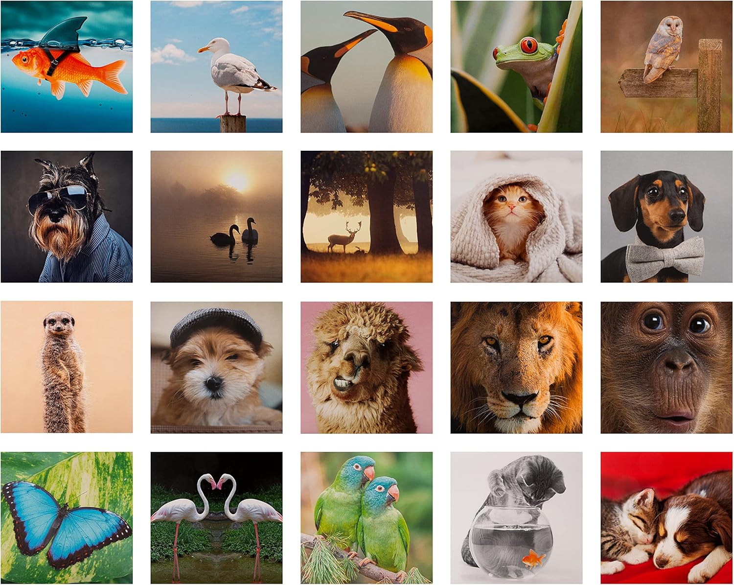 Set of 20 Hallmark greeting cards with photographic animal designs, blank inside for personalized messages.