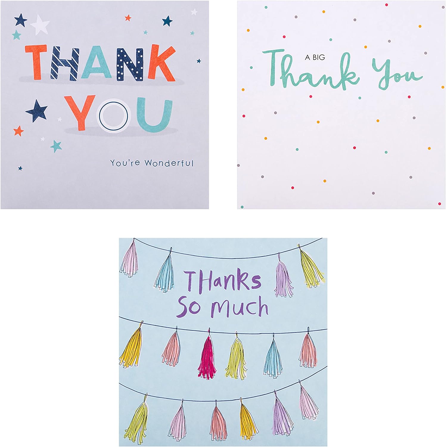 Hallmark contemporary thank you greeting cards, set of 10 in 5 designs, featuring modern artwork and high-quality cardstock.