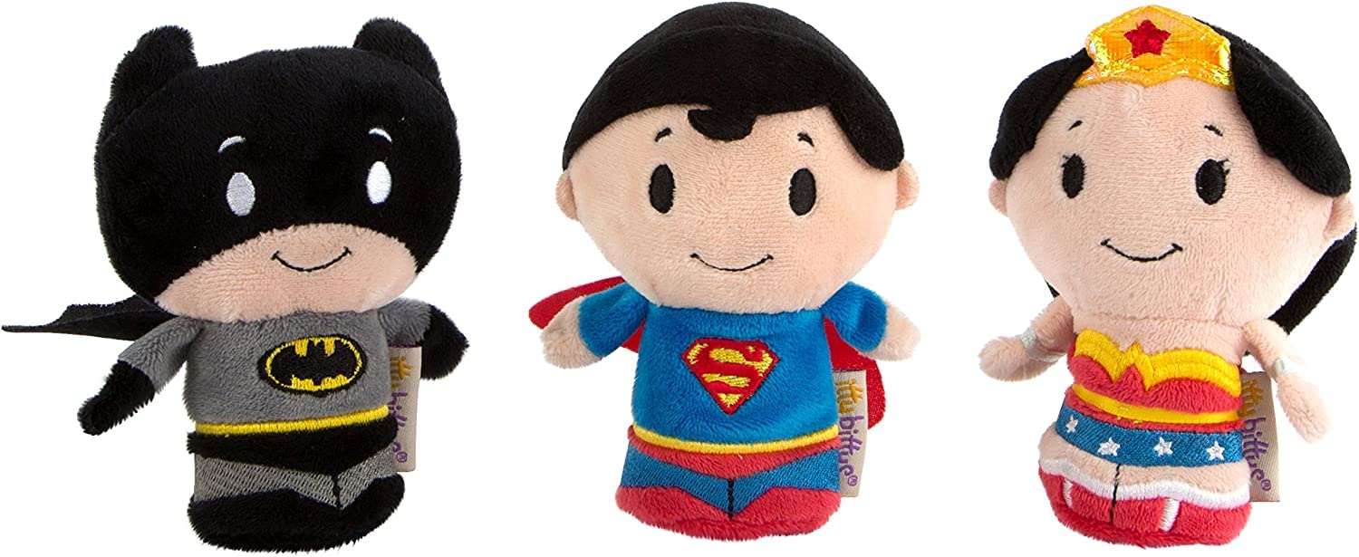 Hallmark DC Comic Superman Itty Bitty Plush Soft Toy, small soft fabric Superman figure with embroidered details, bright colors.