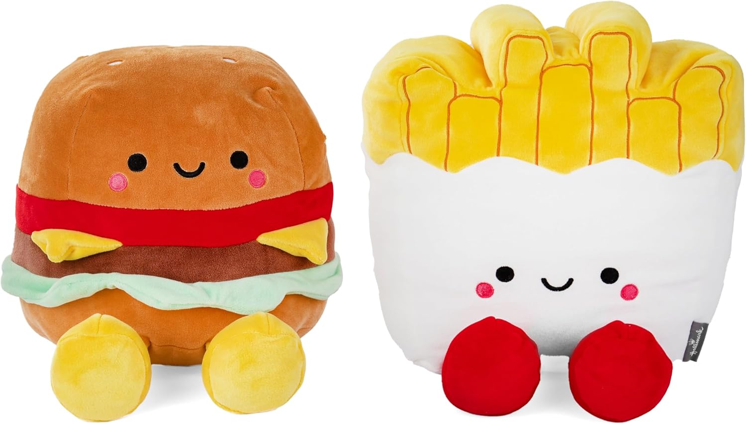 Hallmark Better Together Jumbo Burger and Fries plush toys, soft magnetic pair, detailed burger and fries design, perfect for cuddling.