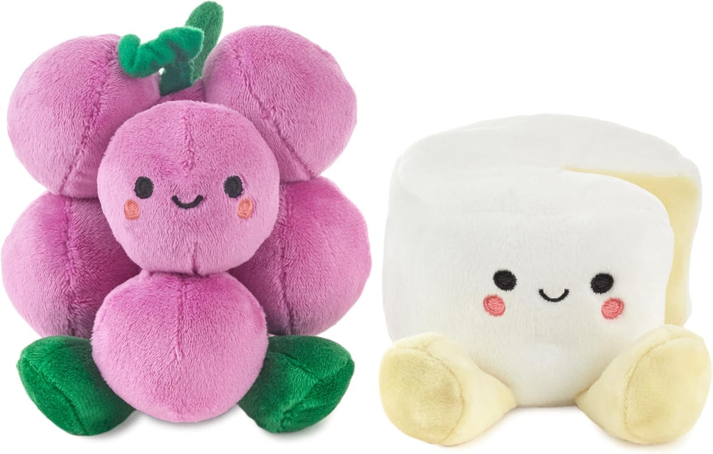 Hallmark Better Together grapes and cheese pair soft toy set, plush toys resembling grapes and cheese for cuddling and display.