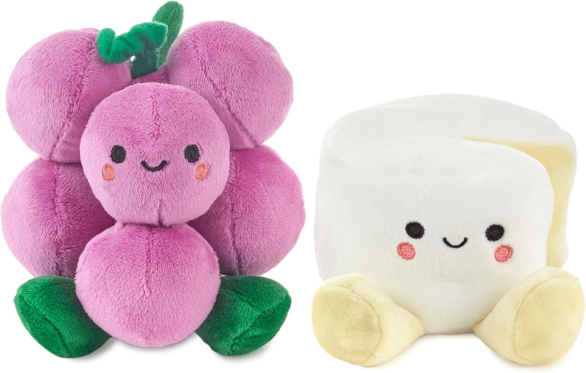 Hallmark Better Together grapes and cheese pair soft toy set, plush toys resembling grapes and cheese for cuddling and display.
