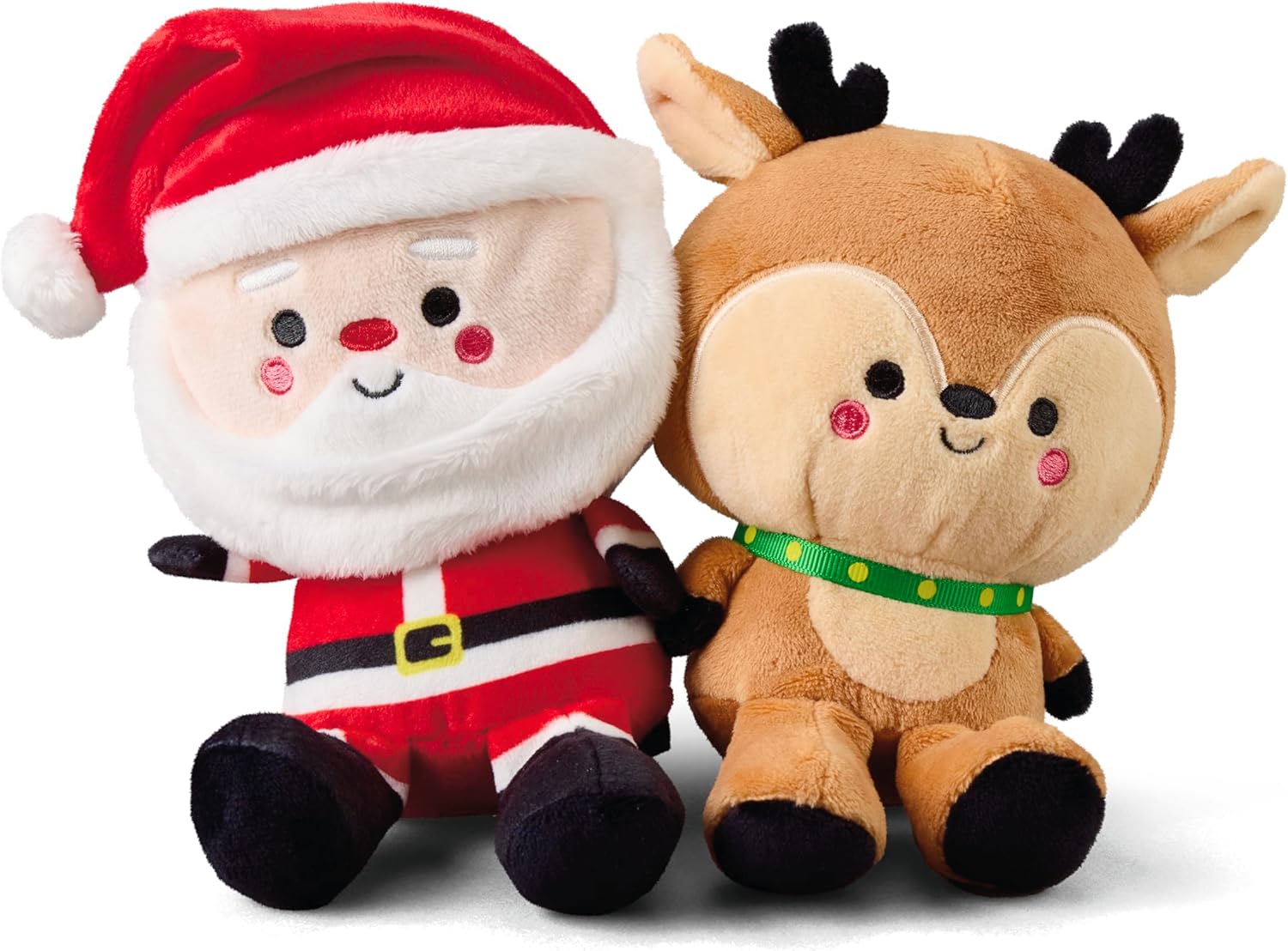 Hallmark Better Together Santa and reindeer soft toy pair, plush teddy set, perfect Christmas gift for best friends.