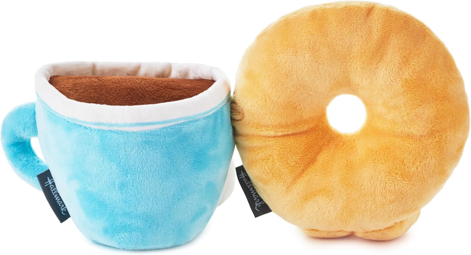 Hallmark Better Together coffee cup and donut plush toys set, soft and cuddly, perfect for gift-giving or cozy decor.