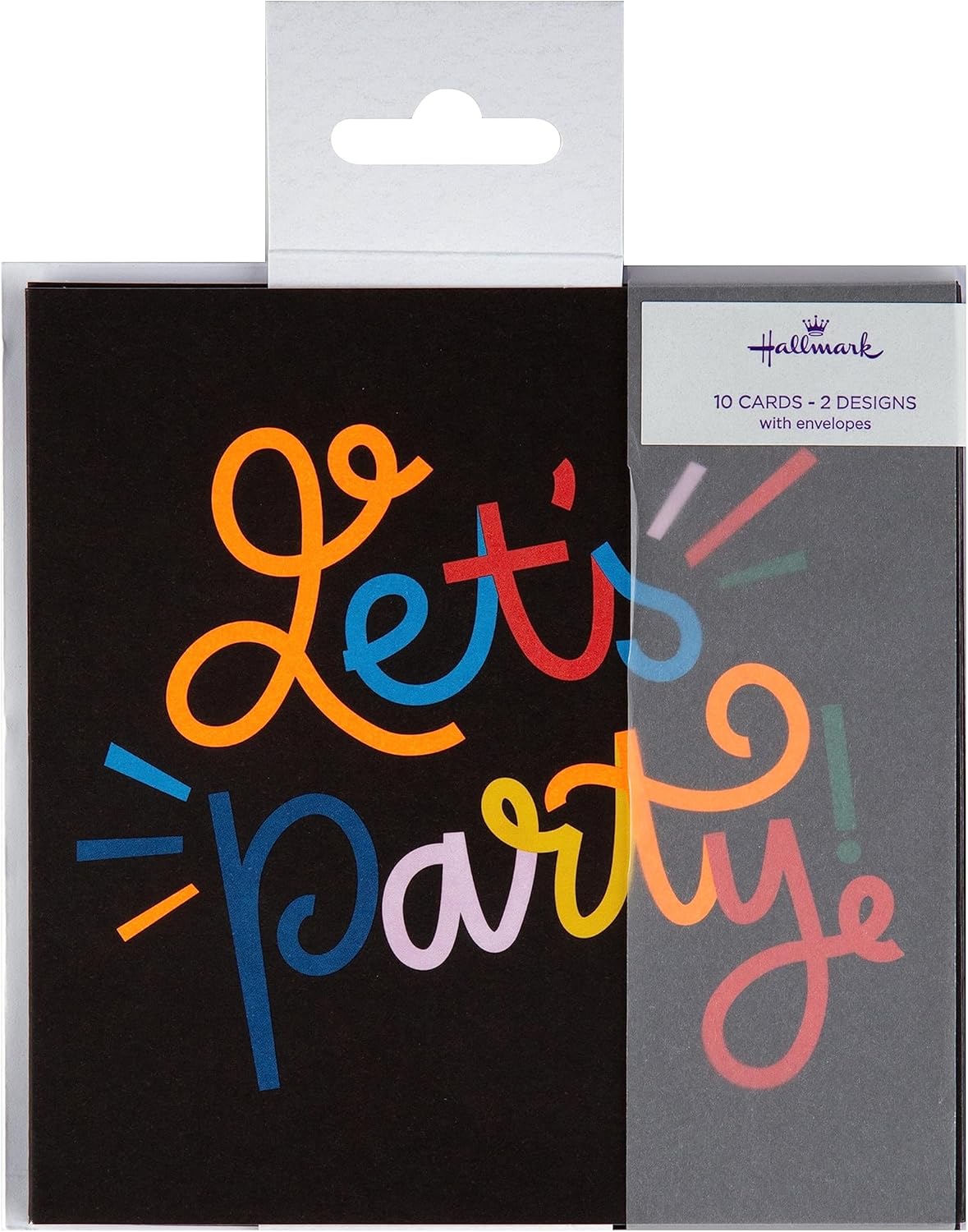 Set of 10 Hallmark multicoloured party invitation cards in 2 vibrant designs, perfect for special occasions and celebrations.