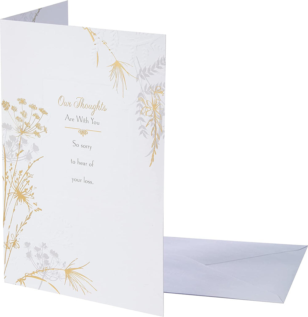 Hallmark sympathy greeting card featuring a contemporary floral design with soft pastel colors and elegant artwork.