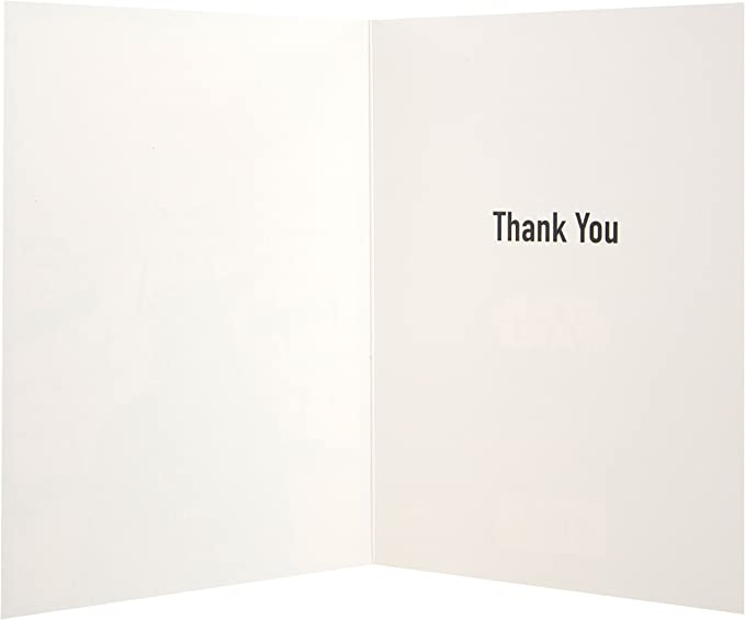 Hallmark Star Wars thank you greeting card featuring characters and the message "Does He Ever Say Thank You?" on the front.