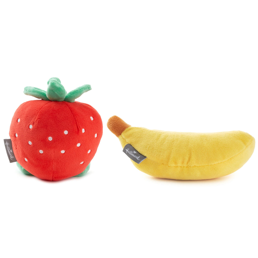 Hallmark Better Together strawberry and banana soft toys, cheerful plush fruit characters, perfect for gifts and cuddling.