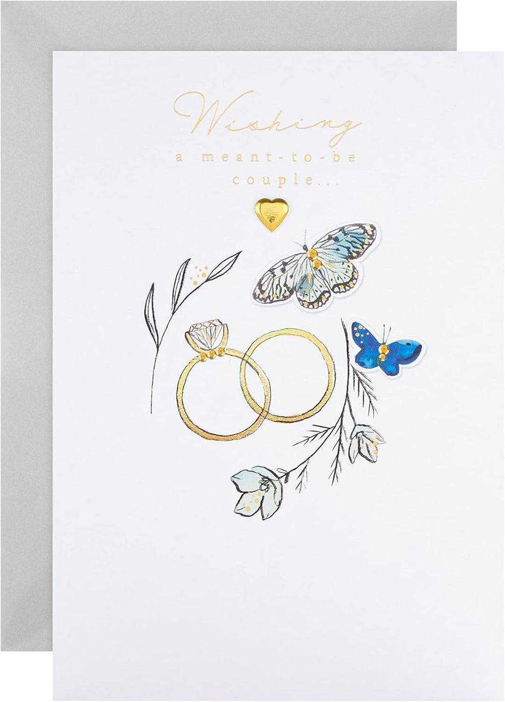 Hallmark wedding card featuring traditional gold rings design for couples, ideal for wedding celebrations and special occasions.