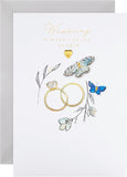 Hallmark wedding card featuring traditional gold rings design for couples, ideal for wedding celebrations and special occasions.