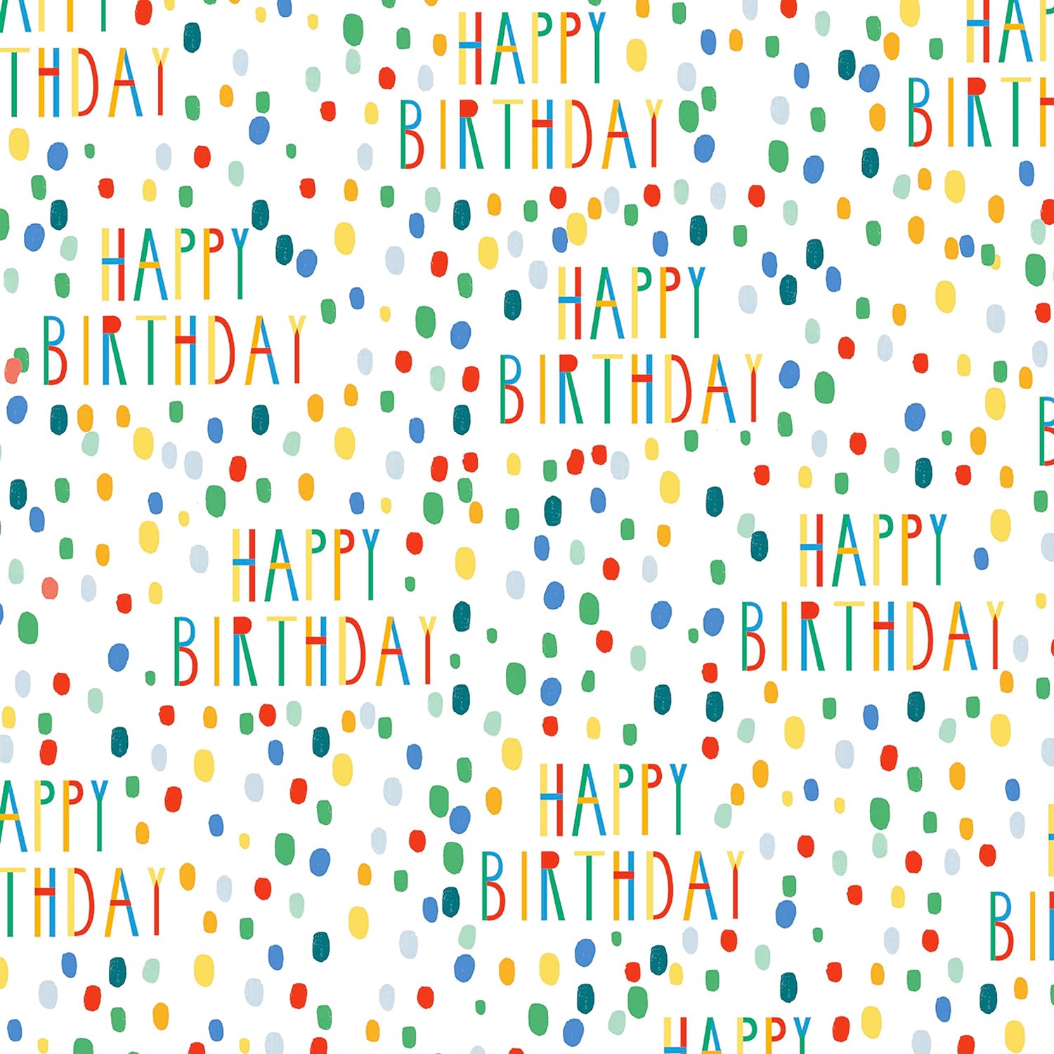 Hallmark birthday wrapping paper set with two sheets and two matching gift tags, featuring colorful festive designs.
