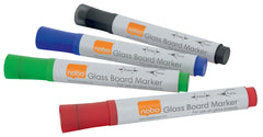 Nobo Glass Whiteboard Marker Bullet Tip 3mm Line Assorted Colours (Pack 4) 1905324