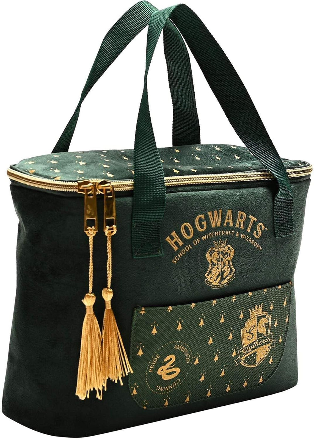 Harry Potter Slytherin alumni cooler bag featuring house crest and green accents, ideal for lunch or snacks.