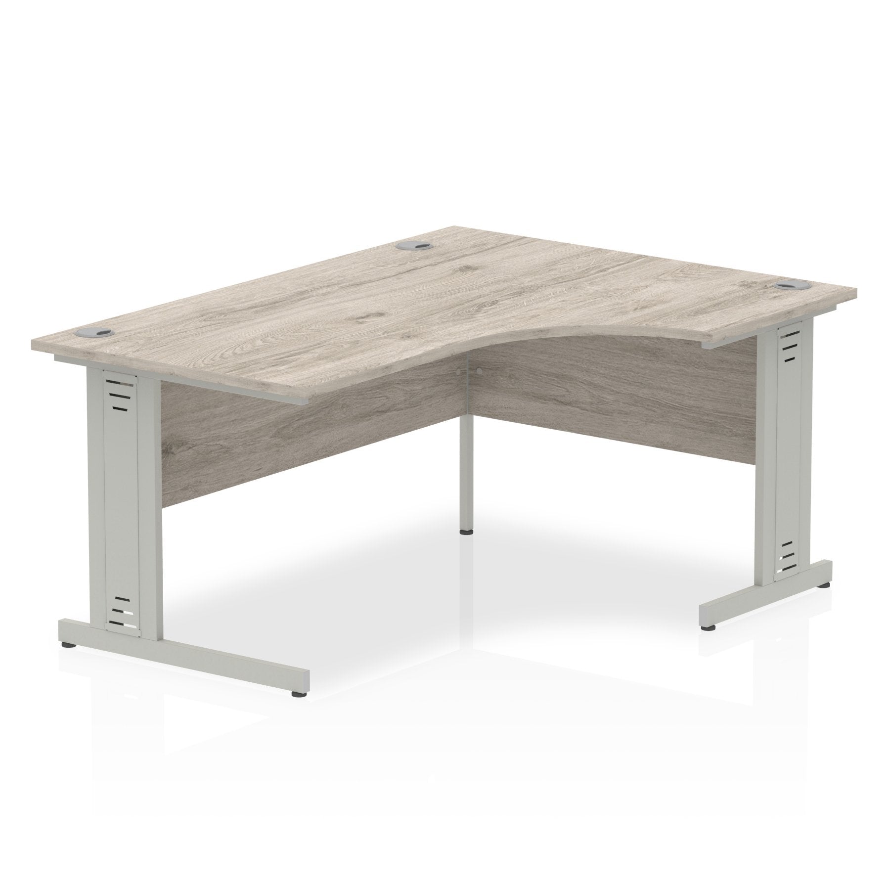Dynamic Impulse 1600mm Right Crescent Desk Grey Oak Top Silver Cable Managed Leg I003146 DD