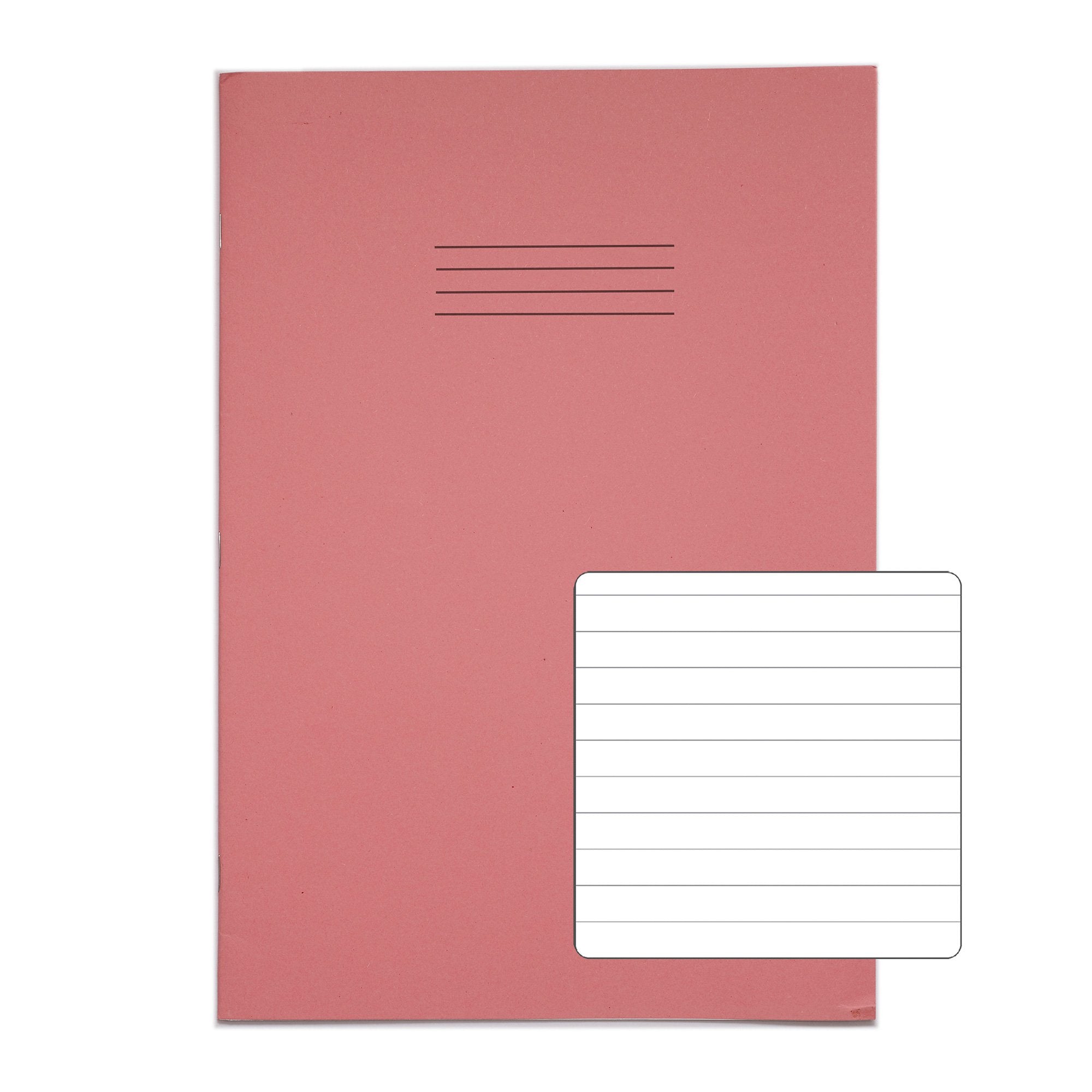 Rhino 13 x 9 A4+ Oversized Exercise Book 40 Page Ruled 8mm Pink (Pack 100) - VDU024-150-8 DD