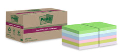 Post-it Super Sticky 100% Recycled Notes Assorted Colours 47.6 x 47.6 mm 70 Sheets Per Pad (Pack 12) 7100284780