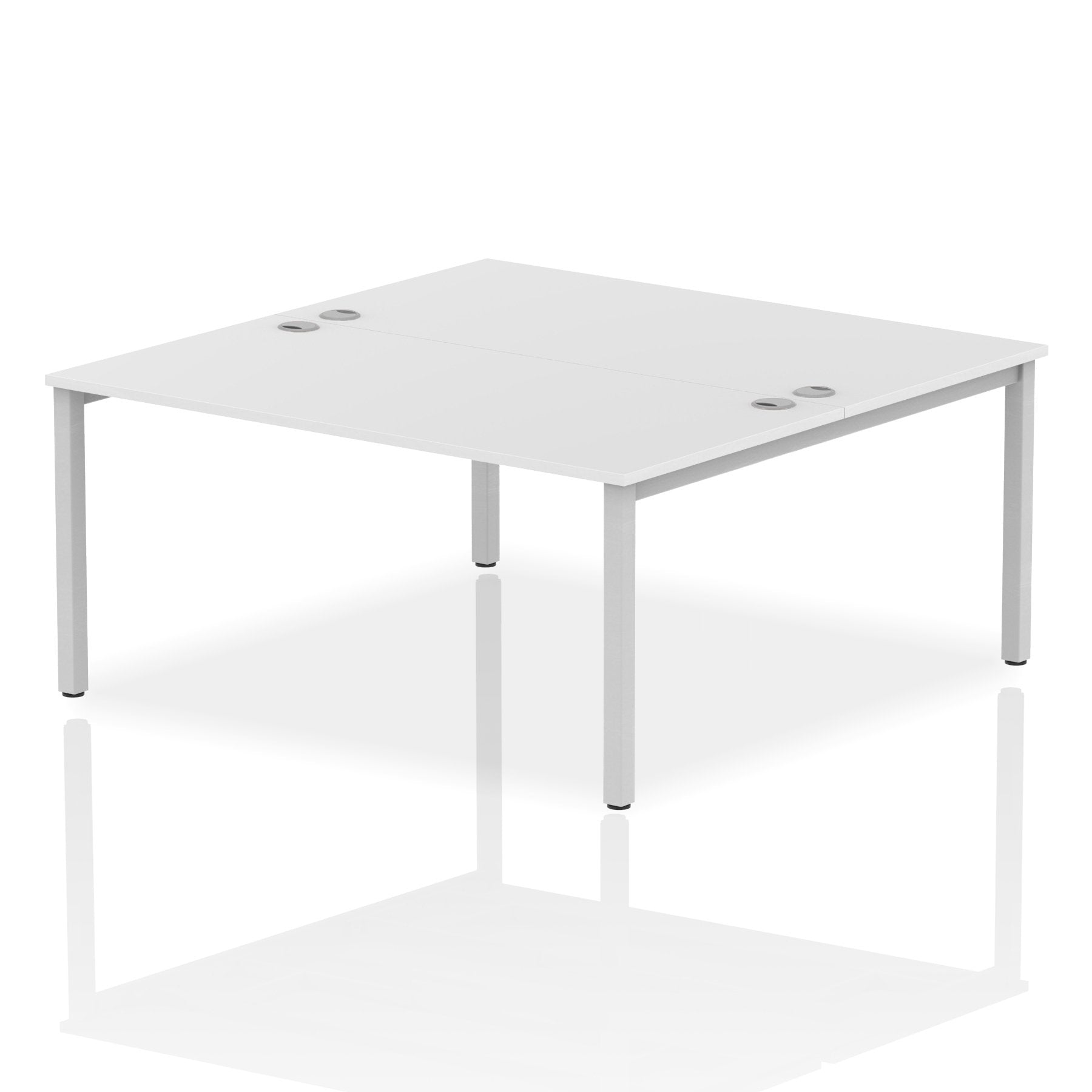 Impulse Back-to-Back 2 Person Bench Desk W1600 x D1600 x H730mm With Cable Ports White Finish Silver Frame - IB00129 DD