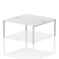 Impulse Back-to-Back 2 Person Bench Desk W1600 x D1600 x H730mm With Cable Ports White Finish Silver Frame - IB00129 DD