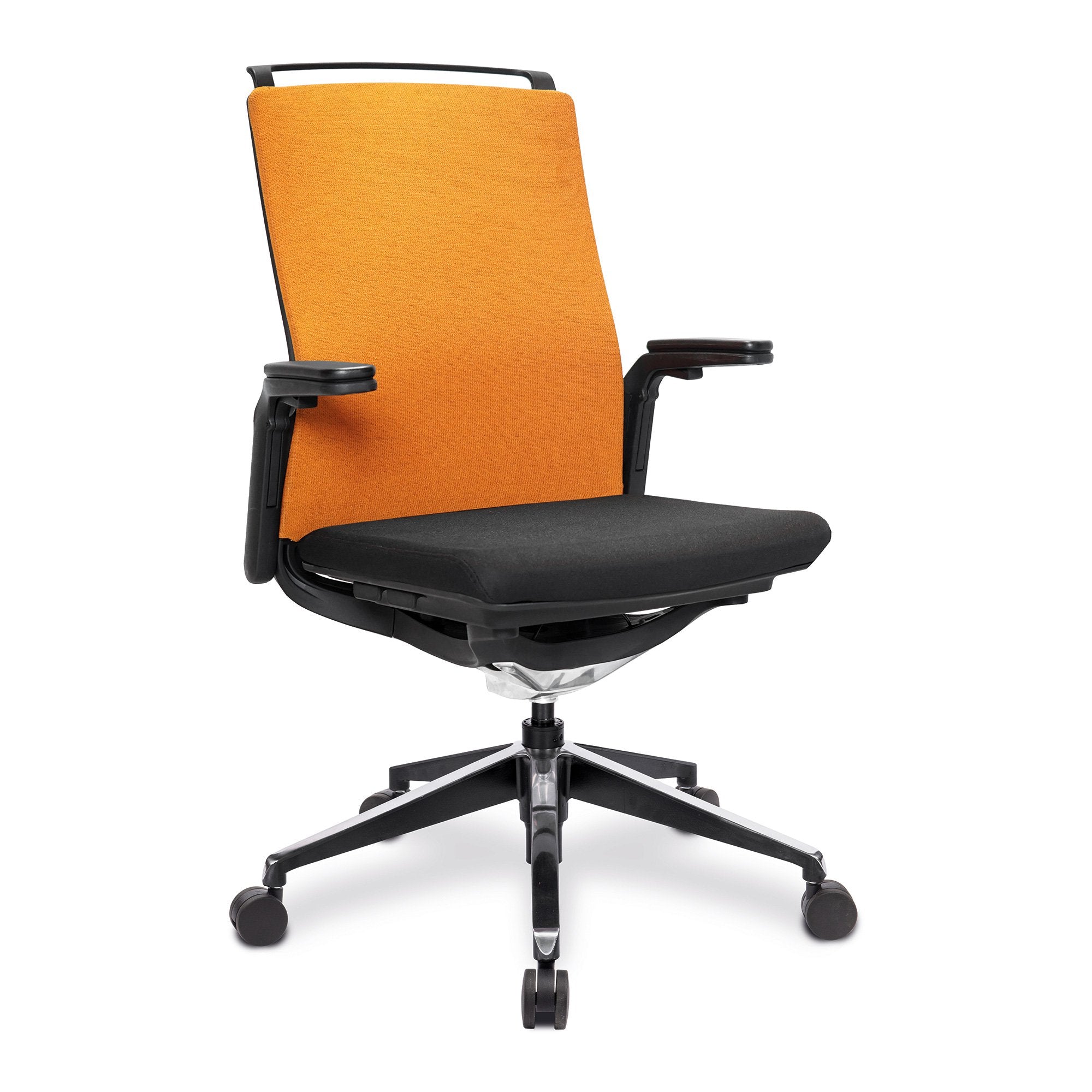 Nautilus Designs Libra High Back Fabric Executive Office Chair With Slimline Seat & Back Built-in Levers & Fixed Arms Black/Orange - BCF/K500/BK-OG DD