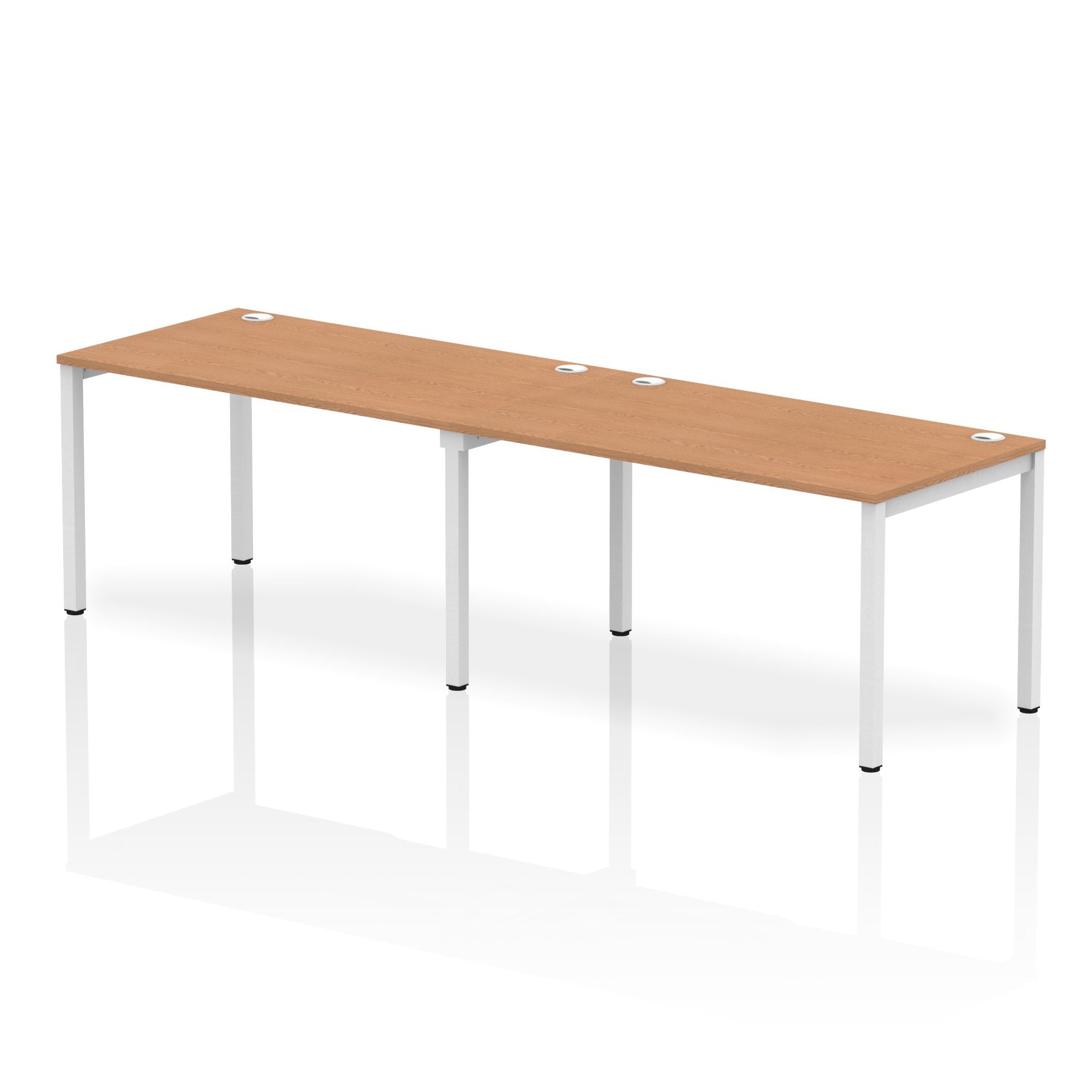 Impulse Single Row 2 Person Bench Desk W1400 x D800 x H730mm Oak Finish White Frame - IB00301 DD