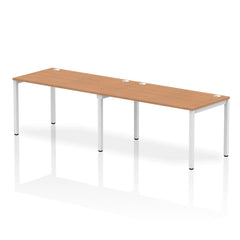Impulse Single Row 2 Person Bench Desk W1400 x D800 x H730mm Oak Finish White Frame - IB00301 DD