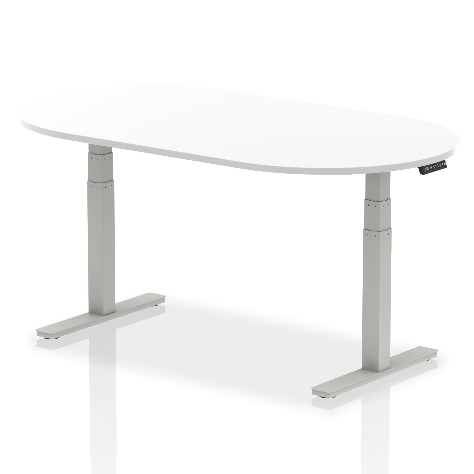 Dynamic Impulse W1800 x D1000 x H660-1310mm Height Adjustable Boardroom Table White Finish Silver Frame - I003545 DD
