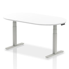 Dynamic Impulse W1800 x D1000 x H660-1310mm Height Adjustable Boardroom Table White Finish Silver Frame - I003545 DD