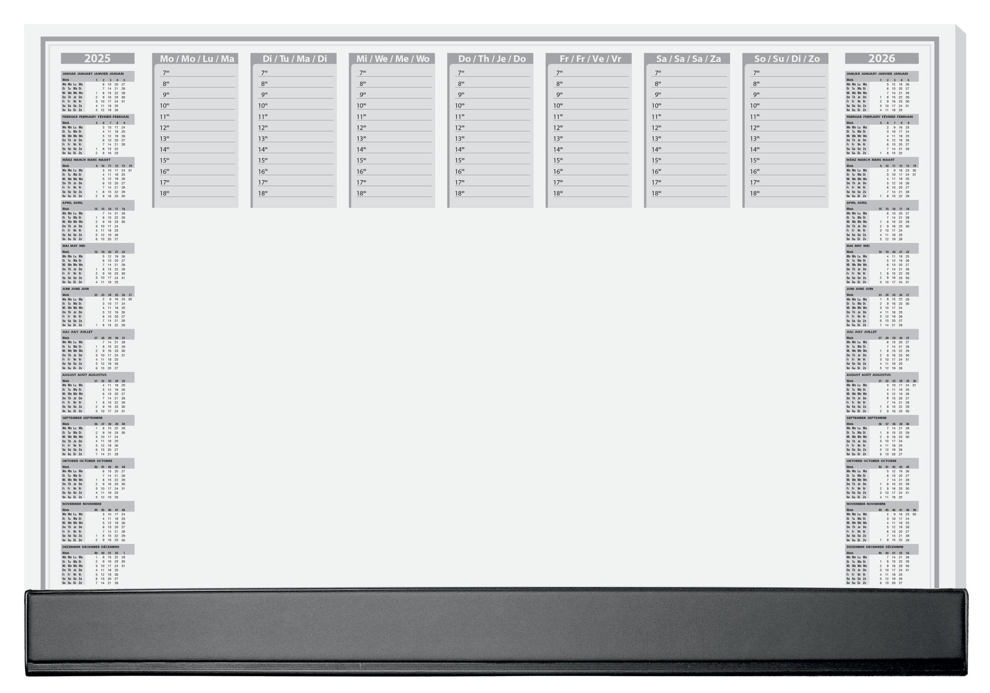 Sigel Paper Desk Pad Office with 2 Year Calendar and Weekly Planner 595x410mm 40 Sheets White with Black Protective Strip HO365
