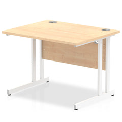 Impulse 1000 x 800mm Straight Desk Maple Top White Cantilever Leg MI002416 DD