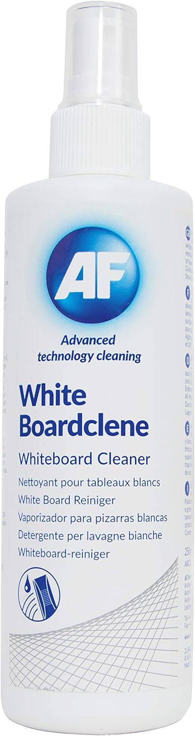 AF Whiteboard Cleaner Spray Solution | Fluid for White Board Surface Cleaning | Ideal for Schools, Offices, Classrooms + Labs - 12 x 250ml Bottle