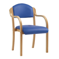 Nautilus Designs Tahara Stackable Conference/Visitor Chair With Arms Blue Vinyl Padded Seat & Backrest and Beech Frame - DPA2050/A/BEBLV DD