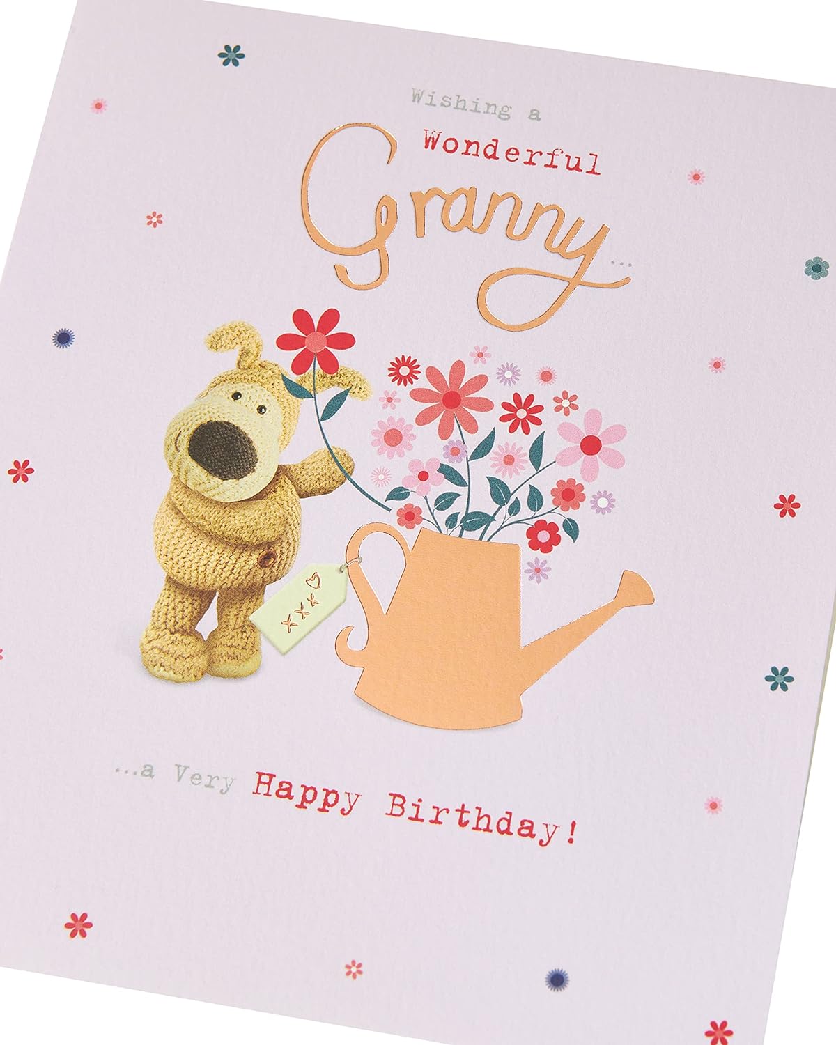 Boofle Birthday Card For Granny With Envelope - Cute Design Watering Flowers