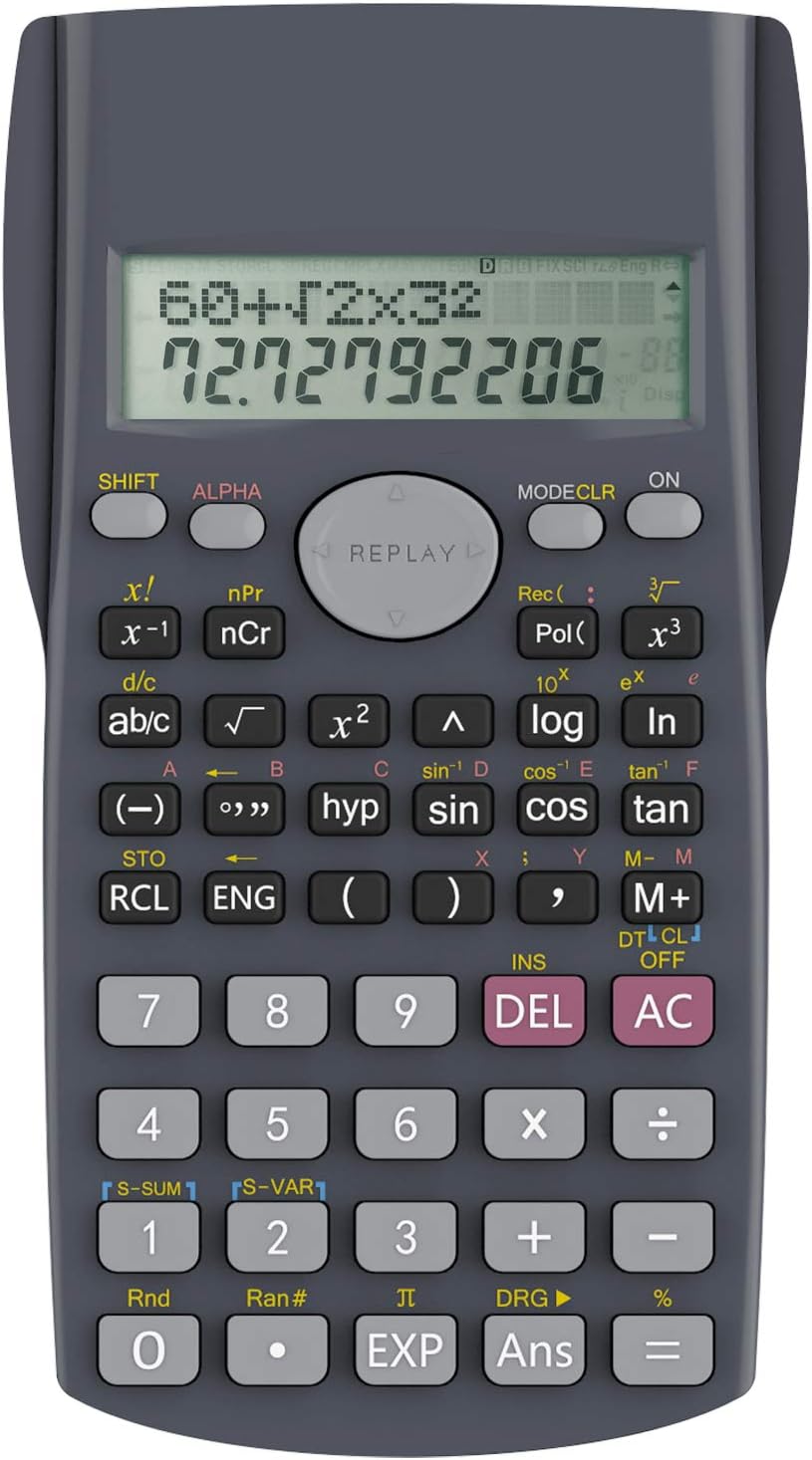 Black Helect 2-Line Engineering Scientific Calculator with display and keypad, suitable for school and business use.