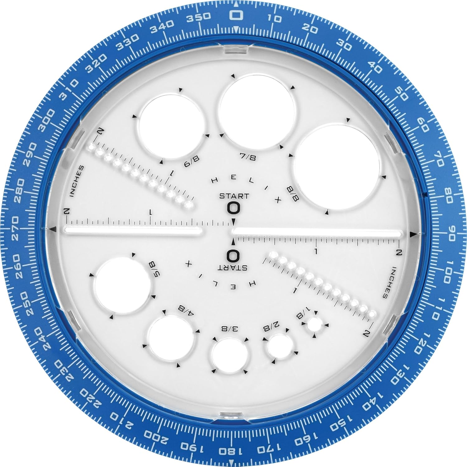 Helix Maped angle and circle maker template with assorted designs, ideal for math drawing and geometric projects.