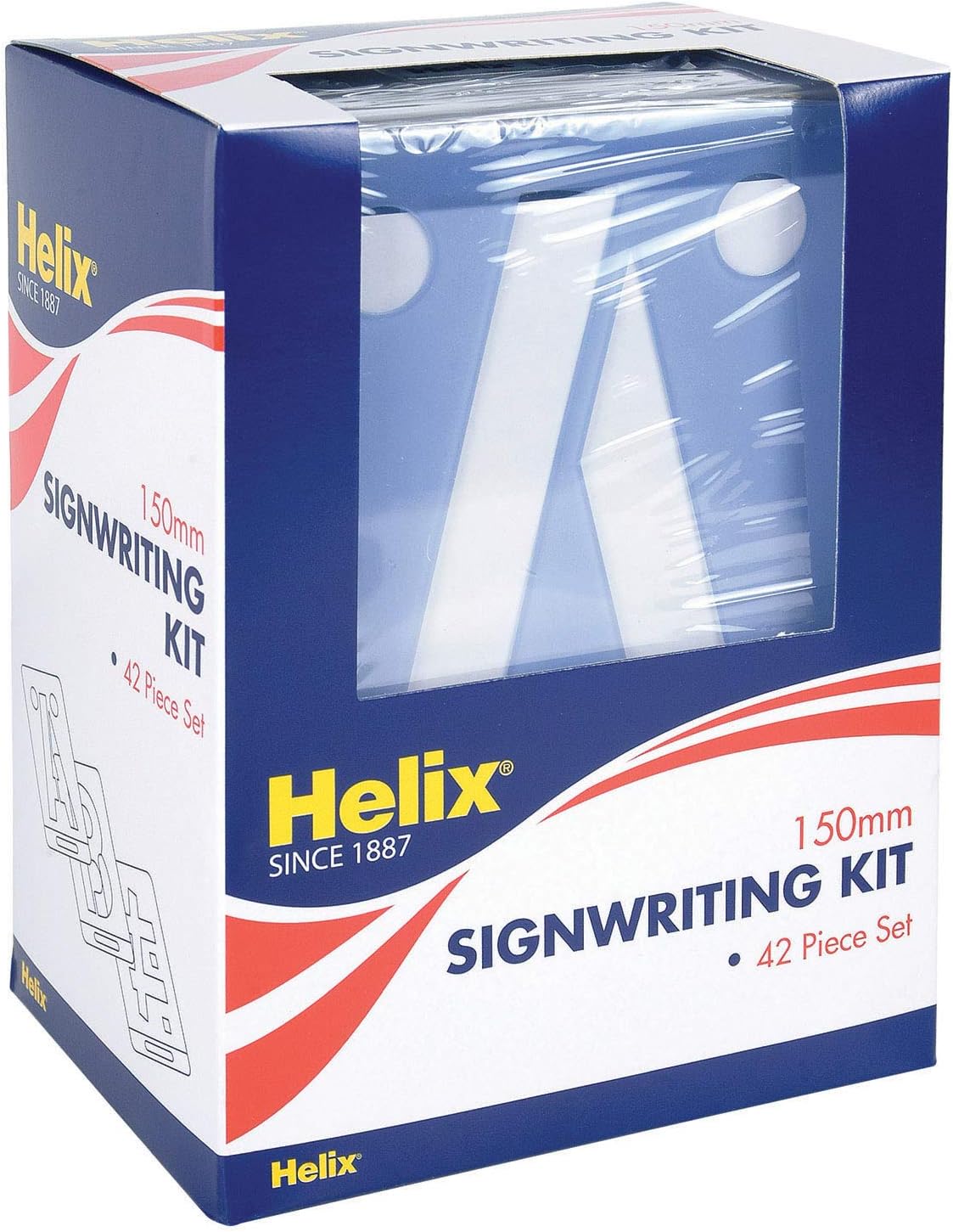 Helix 150mm Signwriting Kit with maths set tools for precise sign and lettering work, including various pens and measuring instruments.