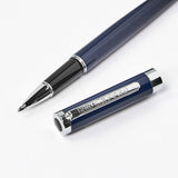 Helix Oxford Premium Rollerball Pen with blue ink, featuring a sleek design and plastic-free packaging.