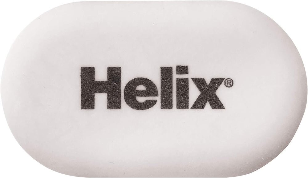 Large white Helix tablet eraser for stationery, designed for precise clean erasing on paper surfaces.