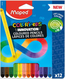 Set of 12 Helix Maped Color’peps Infinity coloured pencils in vibrant shades, arranged in a pack for stationery use.
